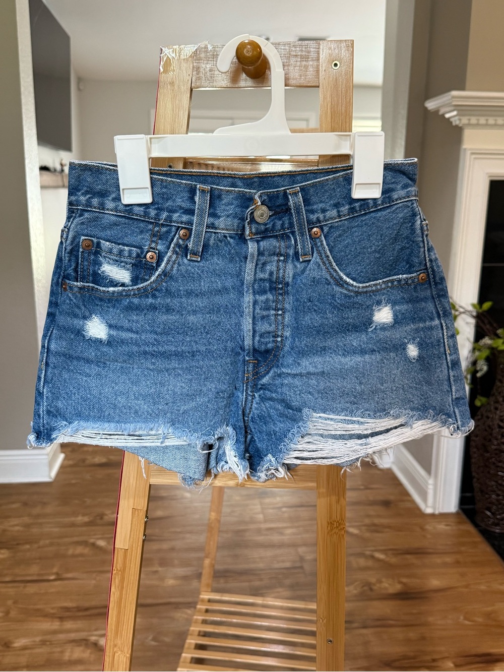 Levi’s 501 Distressed Denim Shorts, New!